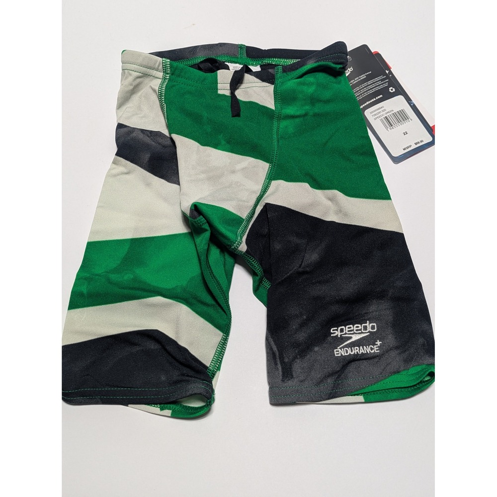 Speedo Mens Glimmer Jammer Endurance+ Swim Shorts Green Geometric Size 22